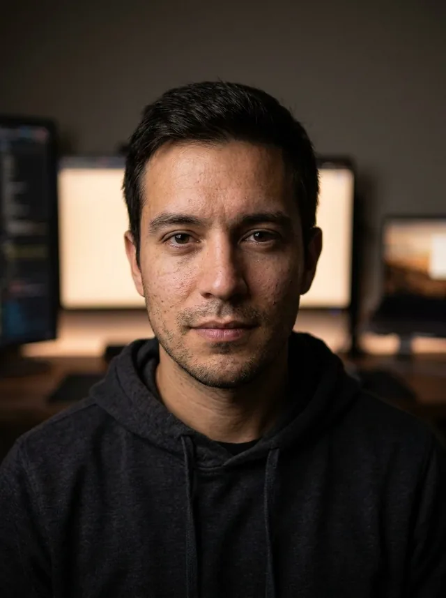 Developer, dark desk setup