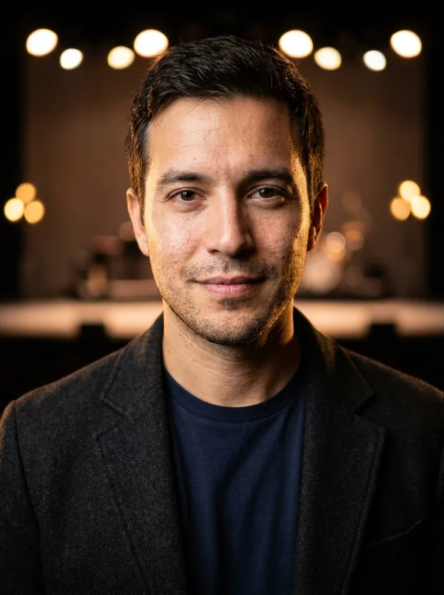 Musician, warm stage light